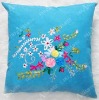 blue ribbon embroidery cushion,DIY cushion