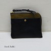 compact Leather wallet  [black/khaki] ,made in Japan