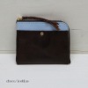 compact Leather  wallet  [darkbrown/iceblue] ,design wallet