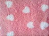 coral fleece 100% polyester lovely style woven heart printed