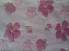 coral fleece fabric with off printed flower