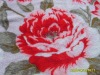 coral fleece with peony printed(printed both side )
