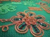 cord embroidery fabric on stone mesh