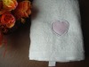 cotton face towel with heart-shaped applique