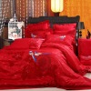 cotton satin red bedding set