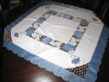 embroidered blue flower table cloth
