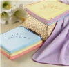 embroidery microfiber towel with solid color