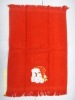 embroidery pattern velour face towel with bouble fringes