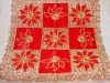 embroidery red poinsettia   Christmas  table cloth