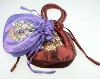 fancy quilted tote handbag with ribbon embroidery