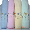 flower embroidered bath towel