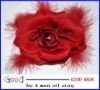 flower hair clip red rose with feathers rhinestone