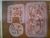 flower pattern emboridered acrylic bath toilet mat sets