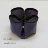 flower pen holder [Purple/DarkBrown] ,made in Japan ,genuine leather