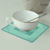 green 100% linen square dining table mat