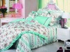 green charming flower-bed linen bedding set comforter set