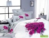 grey with rose color reactive printed cotton 4pcs bedding set(AX-HX0018)