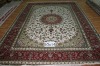 hand knotted oriental pattern silk carpet
