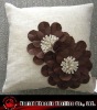 hand made 3d floral cushion cover in poly linen fabric