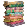 handquilted 100% cotton reversible kantha work throw/quilt/gudari