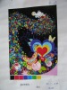 heart printed fleece fabric