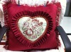 heart shape/suede fabric embroidered cushion cover