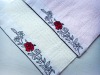 high quality with competitive price plain dyed 100% cotton towel embroidered with border