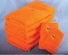 hotel 100% cotton satin embroidery logo terry towels/bath towel. solid color towel set