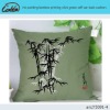 ink painting bamboo printing olive green soft car back cushion