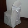 ivory polyester banquet chair cover and white satin sash