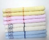jacquard soild cotton towel with embroiderey
