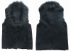 knitted fur vest with raccoon fur collar