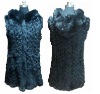 knitted rabbit fur vest long style with hat