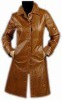 ladies long coat leather