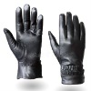 ladies short leather fashion glove Black (L122NQ)