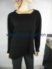 lady's boat neck cashmere sweater with purl stitch collar,vent at sleeve and waist band model 9774