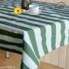 latest moss green and white stripe 100% polyester dining table cloth