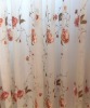 latest red flower embroidered organza white curtain