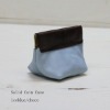 leather coin case  [iceblue/darkbrown] ,hand made in Japan