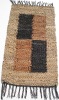 leather patched rug(box pattern)