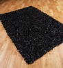 leather -suede  shaggy rugs in black