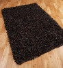 leather -suede shaggy rugs in dark brown