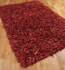 leather -suede  shaggy rugs in red