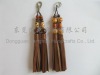 leather tassel with wood bead