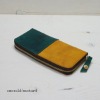 leather zip wallet  [emerald/mustard] ,design wallet