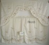 leaves embroidery beige kitchen curtain set