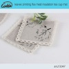 leaves printing flax heat insulation tea cup mat