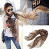 leopard grains printed oblong voile scarf