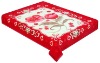 m232 red  super soft double bed flower deisgn printed 100% polyester mink blanket