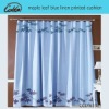 maple leaf blue linen printed curtain